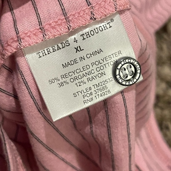Threads for thought nwt pink stripe short sleeve polo - Picture 6 of 9